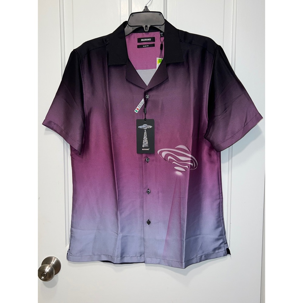 Murano Interdimensional Slim Fit Ombre UFO Shirt Purple Grey Mens Large NWT